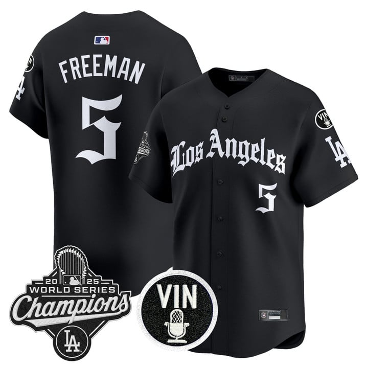 Freddie Freeman Jersey #5 Dodgers 2025 World Series Champions LA Gothic