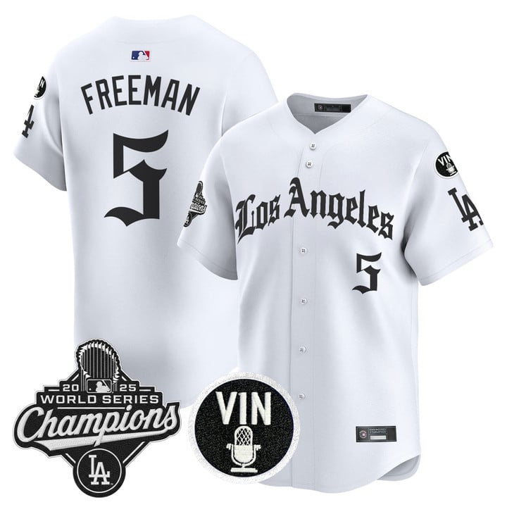 Freddie Freeman Jersey #5 Dodgers 2025 World Series Champions LA Gothic