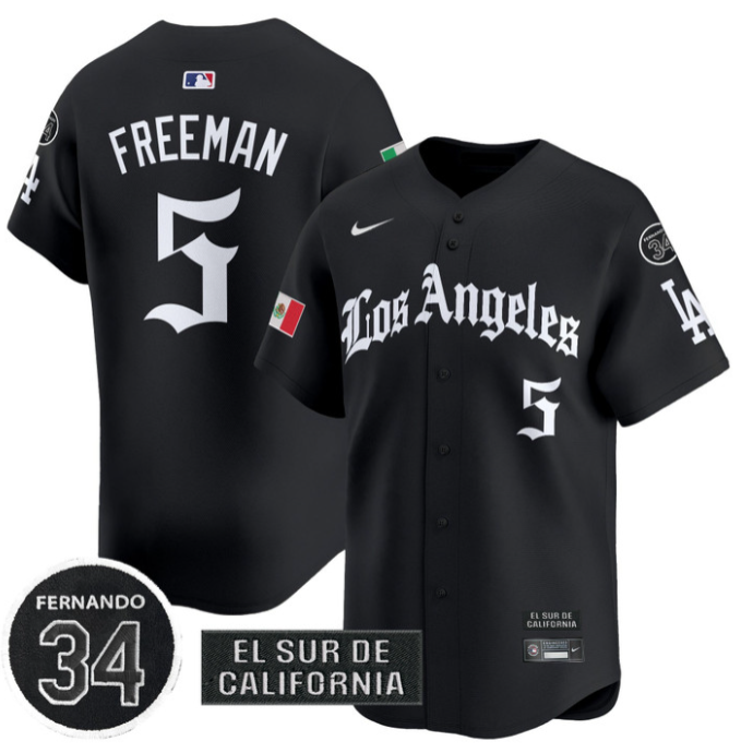 Freddie Freeman Jersey #5 Dodgers Mexico 2025 LA Gothic Style Patch Premier Limited Stitched
