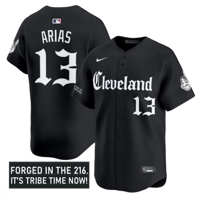 Gabriel Arias Jersey #13 Cleveland Indians Gothic Iron Edition Stitched