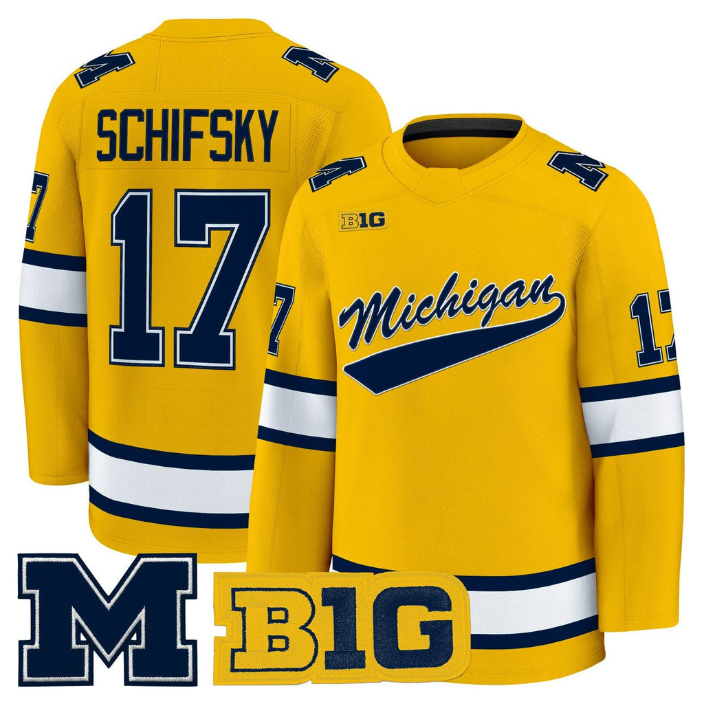 Garrett Schifsky Jersey #17 Michigan Wolverines 2025-26 Premium Stitched Maize