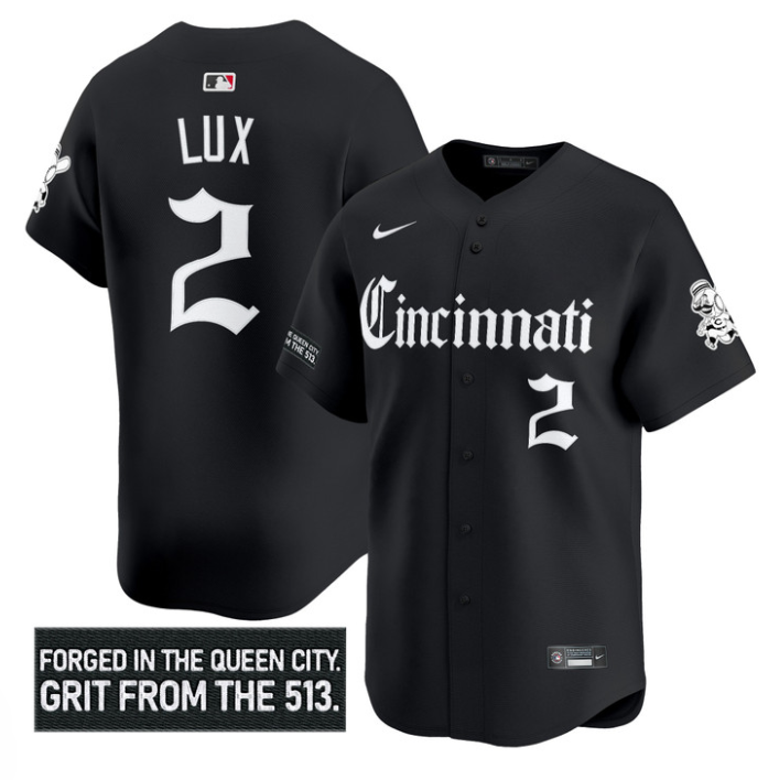 Gavin Lux Jersey #2 Cincinnati Reds Gothic Queen City Edition Stitched
