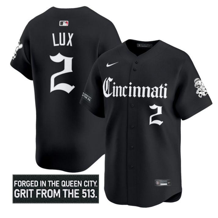 Gavin Lux Jersey #2 Cincinnati Reds Gothic Queen City Edition Stitched