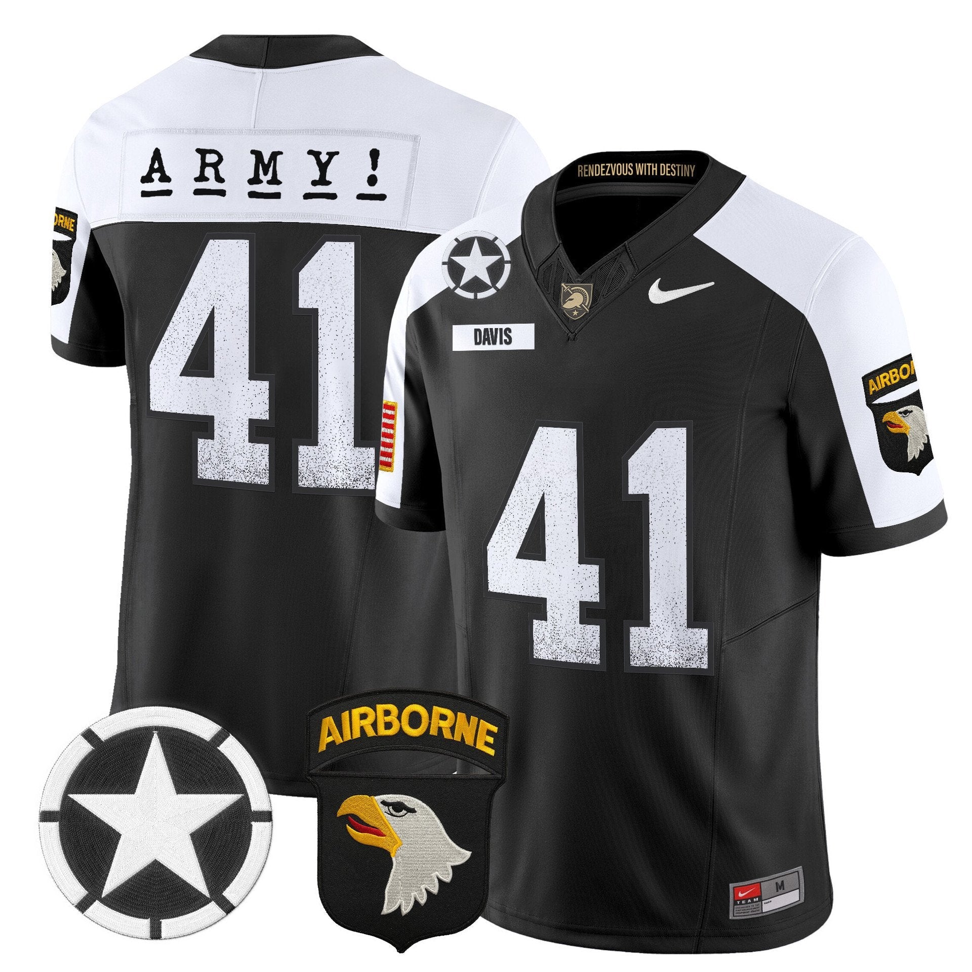 Glenn Davis Jersey #41 Army Black Knights 2025 Screaming Eagles Stitched