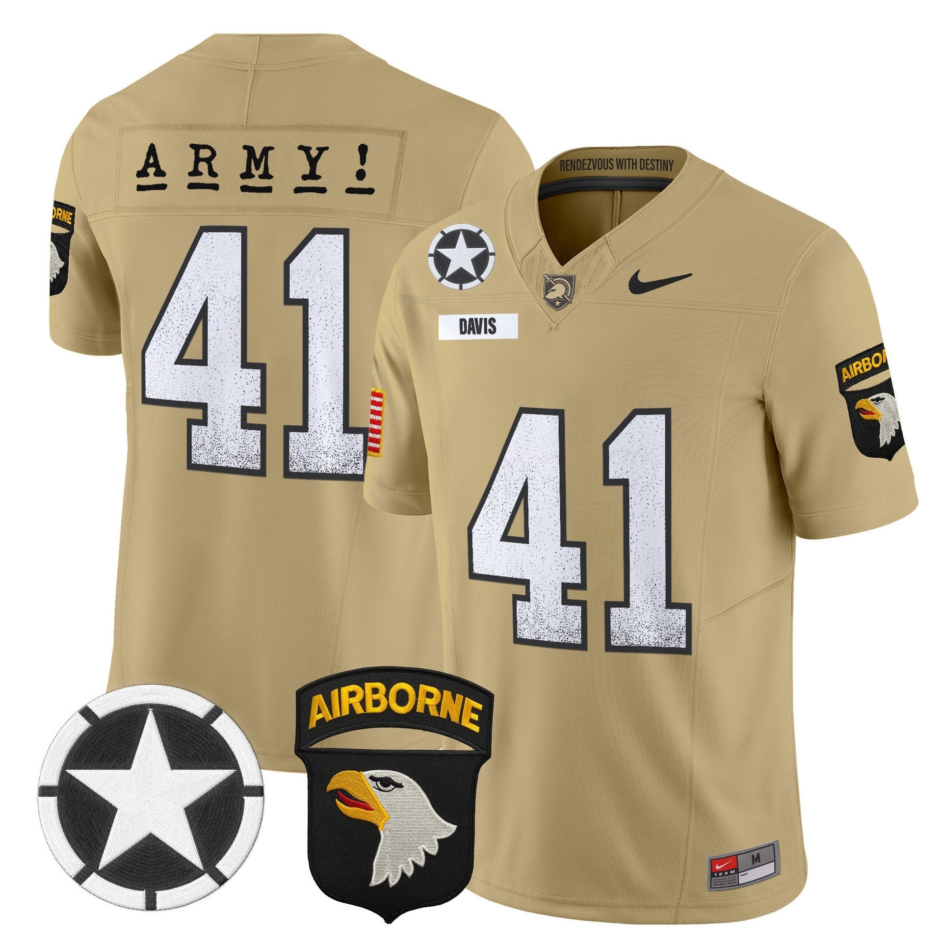 Glenn Davis Jersey #41 Army Black Knights 2025 Screaming Eagles Stitched