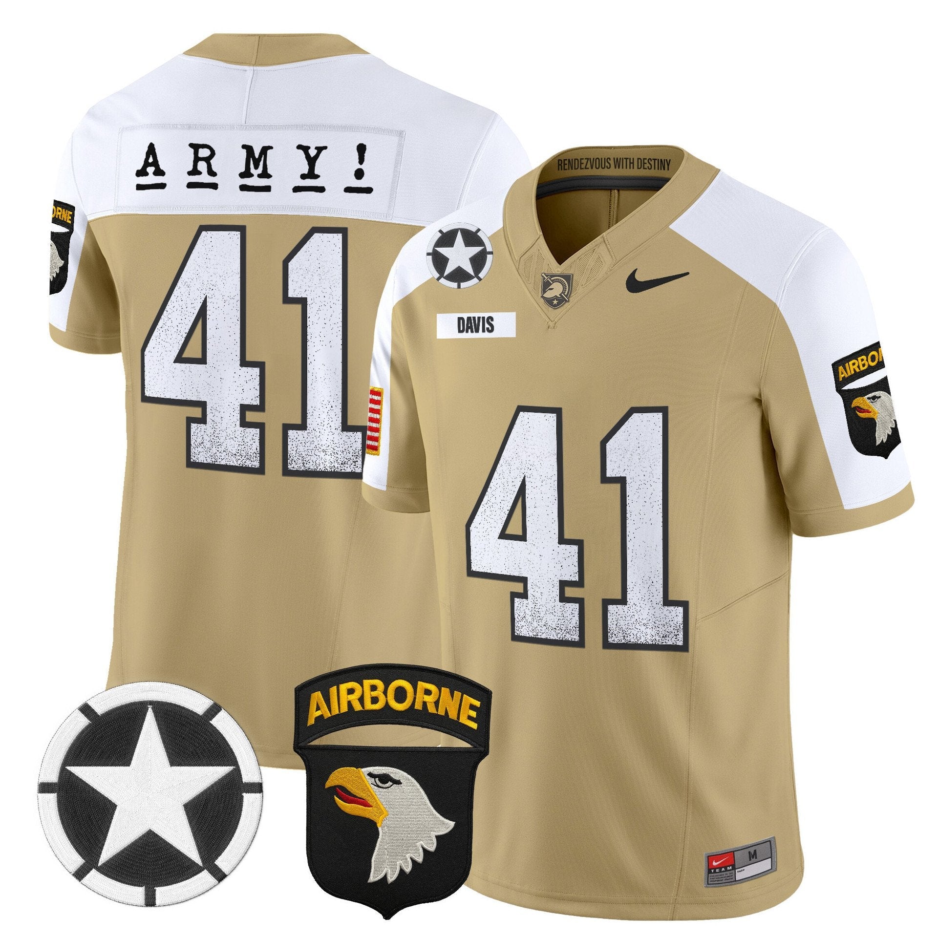 Glenn Davis Jersey #41 Army Black Knights 2025 Screaming Eagles Stitched