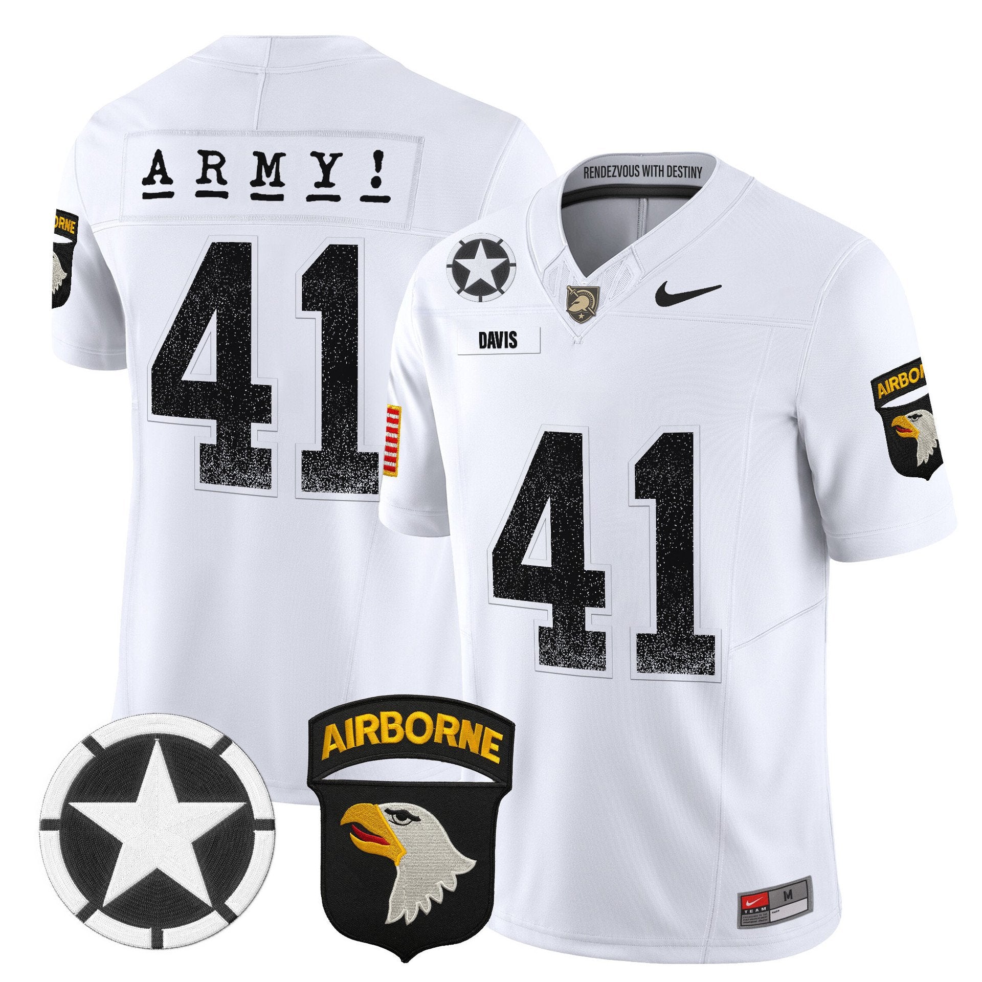 Glenn Davis Jersey #41 Army Black Knights 2025 Screaming Eagles Stitched