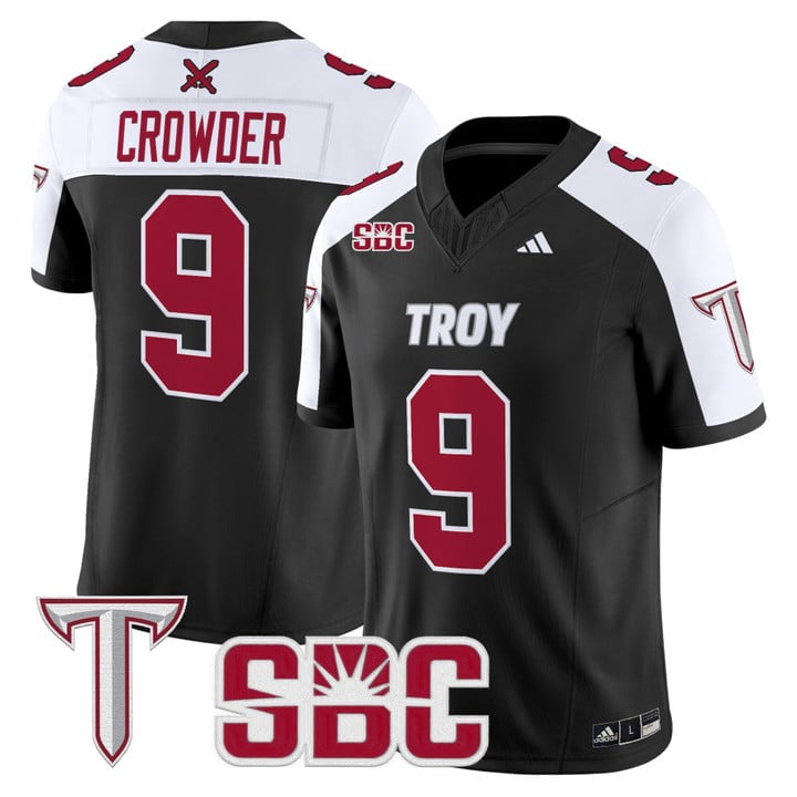 Goose Crowder Jersey #9 Troy Trojans 2025 Vapor Limited Stitched Black Alter
