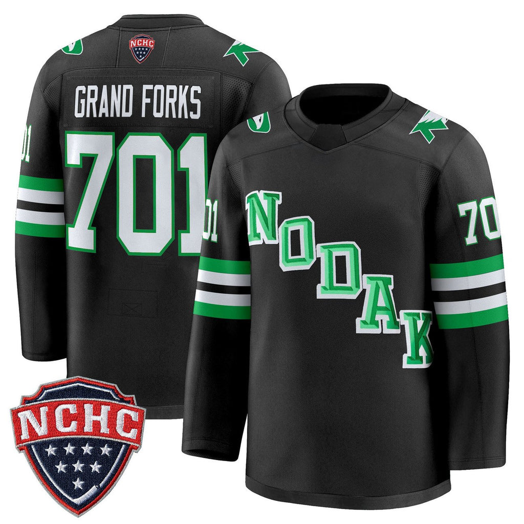 Grand Forks Jersey #701 North Dakota Fighting Hawks 2025-26 Stitched Black
