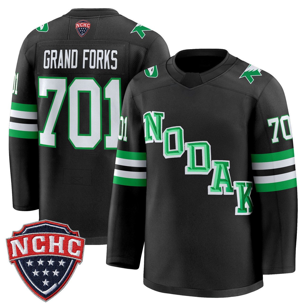Grand Forks Jersey #701 North Dakota Fighting Hawks 2025-26 Stitched Black