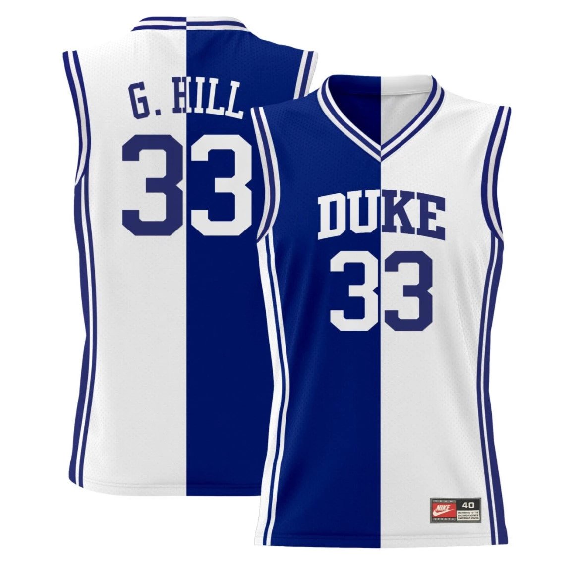 Grant Hill #33 Duke Blue Devils Split Jersey - All Stitched