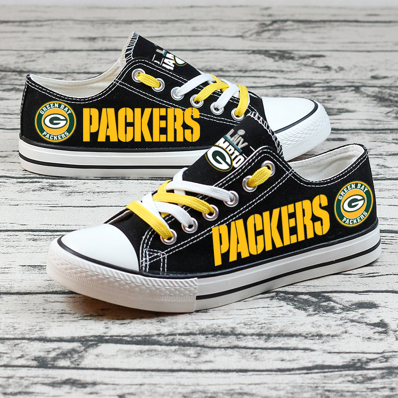 Green Bay Packers Low Top Canvas Sport Sneakers Shoes For Men Women Fans