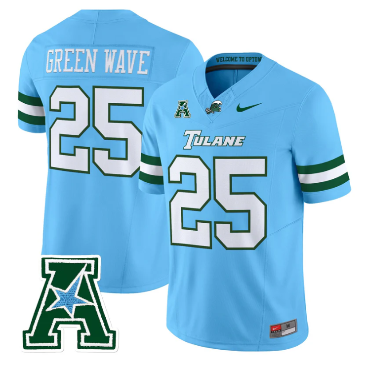 Green Wave Jersey #25 Tulane Green Wave 2025 Vapor Limited Stitched