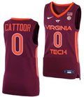 Hunter Cattoor Jersey Virginia Tech Hokies College Basketball Away Maroon #0