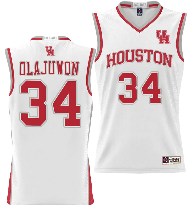 Hakeem Olajuwon Jersey #34 Houston Cougars NIL College Basketball Lightweight White