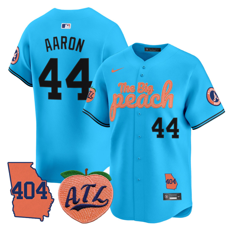 Hank Aaron Jersey #44 Atlanta Braves 404 & The Big Peach Premier Limited Stitched