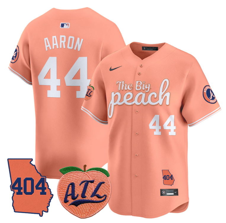 Hank Aaron Jersey #44 Atlanta Braves 404 & The Big Peach Premier Limited Stitched