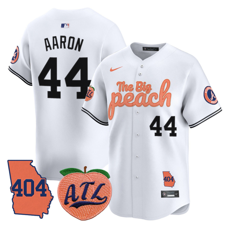 Hank Aaron Jersey #44 Atlanta Braves 404 & The Big Peach Premier Limited Stitched