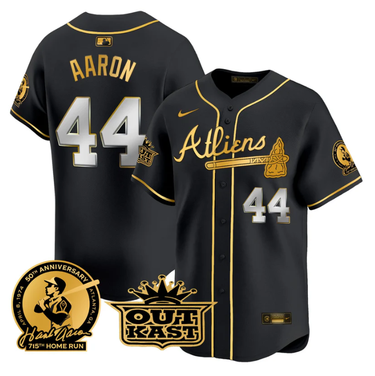 Hank Aaron Jersey #44 Atlanta Braves Atliens Patch Limited Stitched
