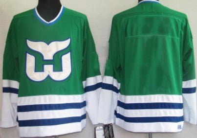 Hartford Whalers Customized Green Throwback Jersey Stitched