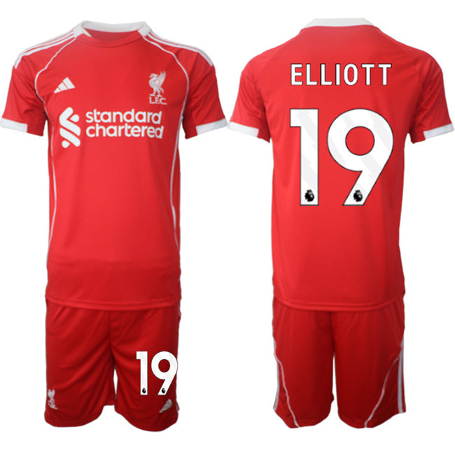 Harvey Elliott Jersey #19 Liverpool Red Home 2025-26 Soccer Suit