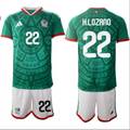 Hirving Lozano Jersey #22 Mexico Team 2025-26 Green Home Soccer Suit