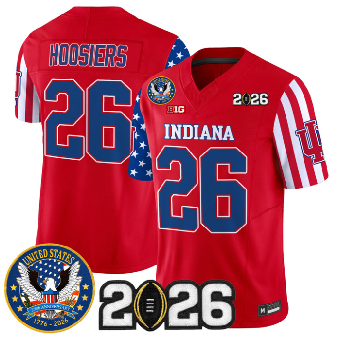 Hoosiers Jersey #26 Indiana Hoosiers America 250 Edition 2026 CFP Final Stitched