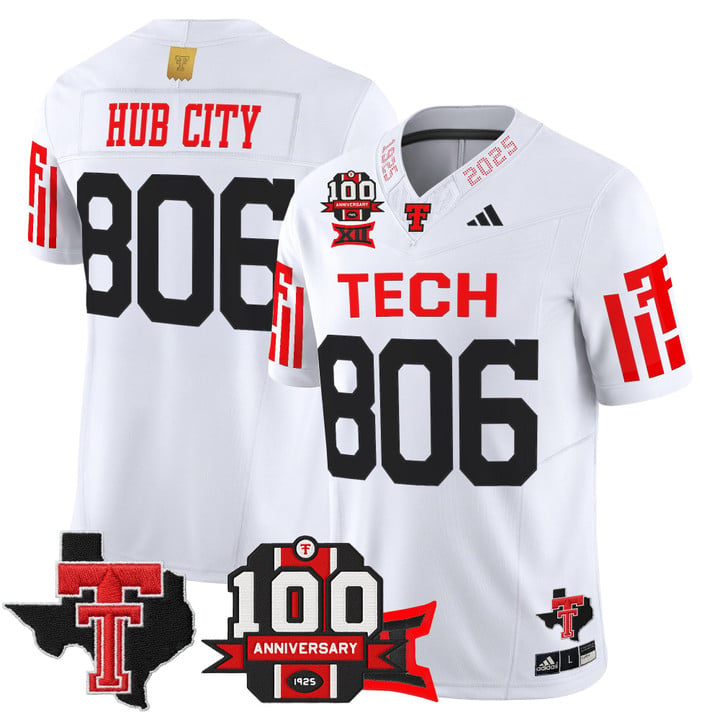 Hub City Jersey #806 Texas Tech 2025 100th Anniversary Patch Stitched