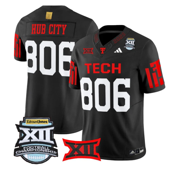 Hub City Jersey #806 Texas Tech Red Raiders 2025 Big 12 Championship