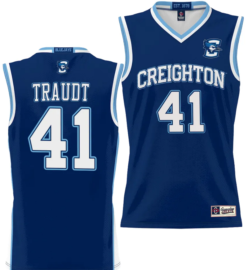 Isaac Traudt Jersey #41 Creighton Bluejays College NIL Basketball Lightweight Blue