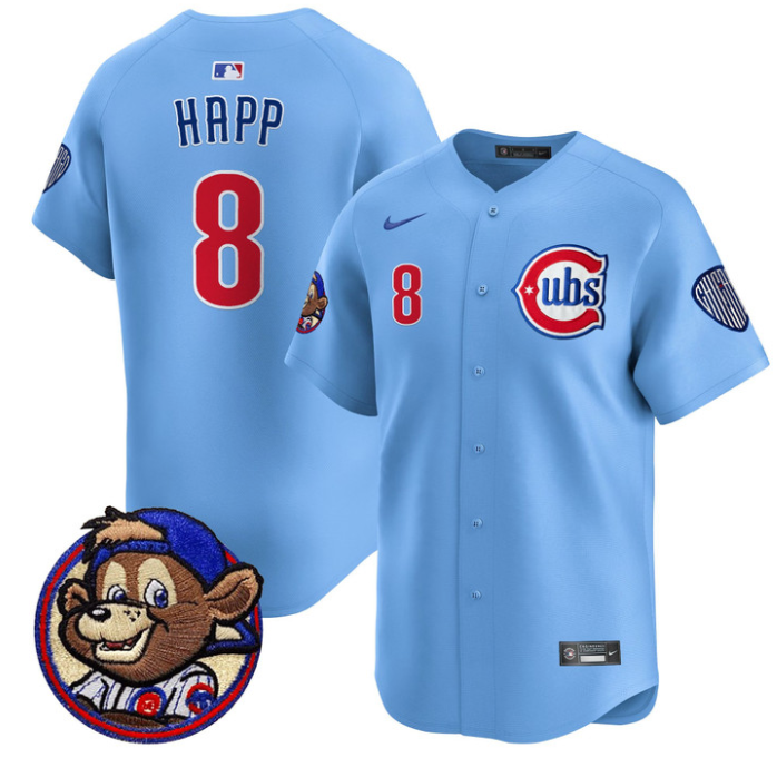 Ian Happ Jersey #8 Chicago Cubs Clark Patch Vapor Premier Limited Stitched