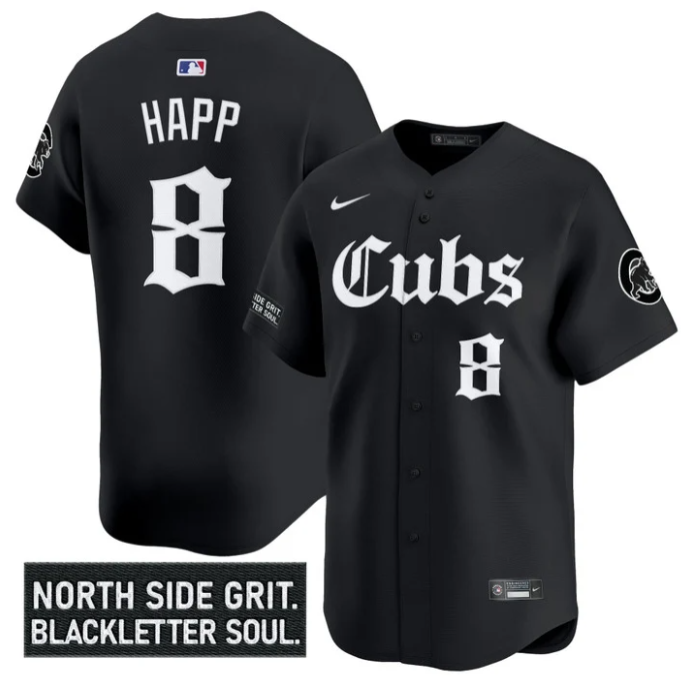 Ian Happ Jersey #8 Chicago Cubs Gothic North Side Edition Vapor Limited Stitched