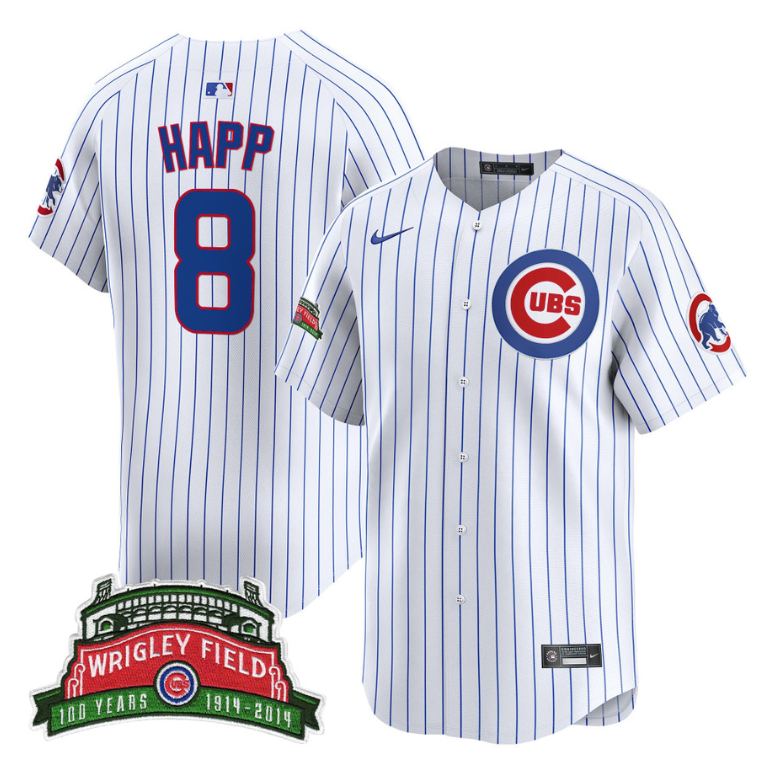Ian Happ Jersey #8 Chicago Cubs Harry Caray Holy Cow Patch Premier Limited Stitched
