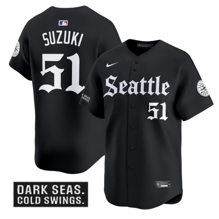 Ichiro Suzuki Jersey #51 Seattle Mariners Deep Sea Gothic Edition Limited Stitched