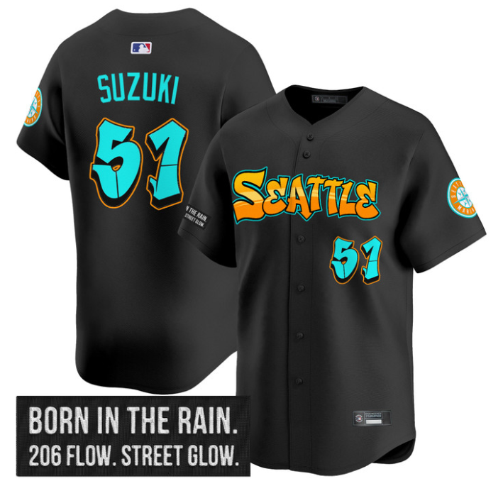 Ichiro Suzuki Jersey #51 Seattle Mariners Graffiti Emerald Drop Edition