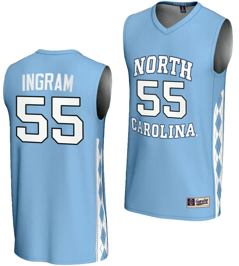 Ingram Blue Jersey #55 UNC Tar Heels Basketball Lightweight Blue