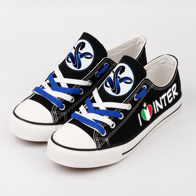 Inter Milan Low Top Canvas Sport Sneakers Shoes For Men Women Fans