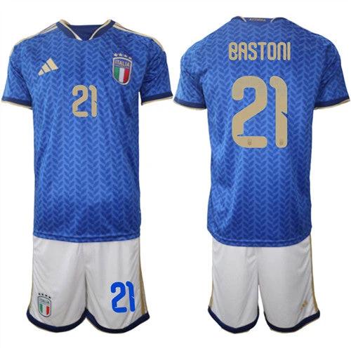 Italy #21 BASTONI Jerseys National Team x World Cup 2026 Home Blue On Field Soccer