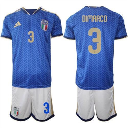Italy #3 DIMARCO Jerseys National Team x World Cup 2026 Home Blue On Field Soccer