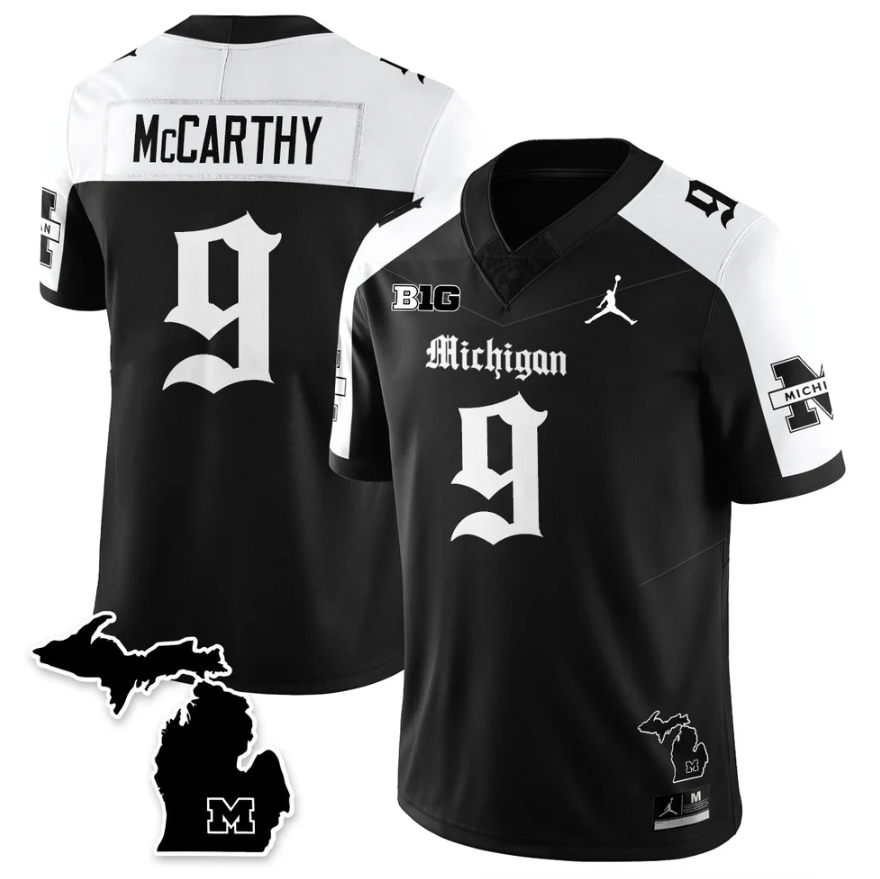 J.J. McCarthy Jersey #9 Michigan Wolverines Gothic Vapor Stitched