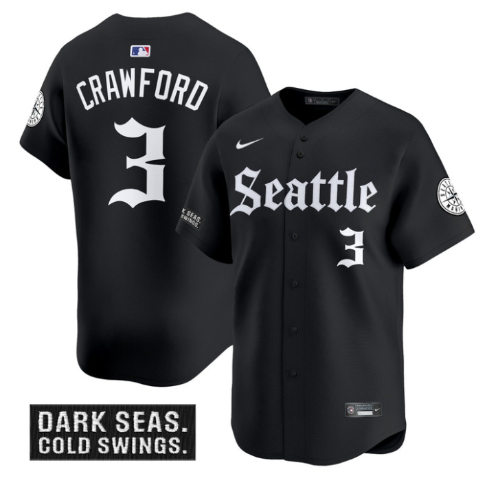 J.P. Crawford Jersey #3 Seattle Mariners Deep Sea Gothic Edition Limited Stitched