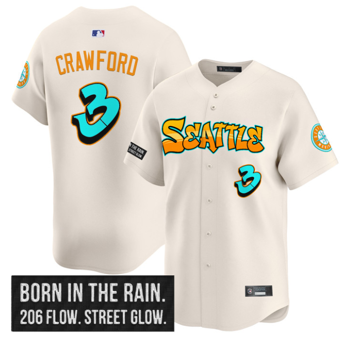 J.P. Crawford Jersey #3 Seattle Mariners Graffiti Emerald Drop Edition