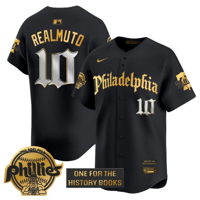 J.T.Realmuto Jersey #10 Phillies Retro Newspaper Edition Gold Vapor Premier Stitched