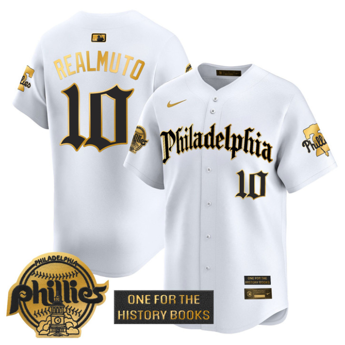 J.T.Realmuto Jersey #10 Phillies Retro Newspaper Edition Gold Vapor Premier Stitched