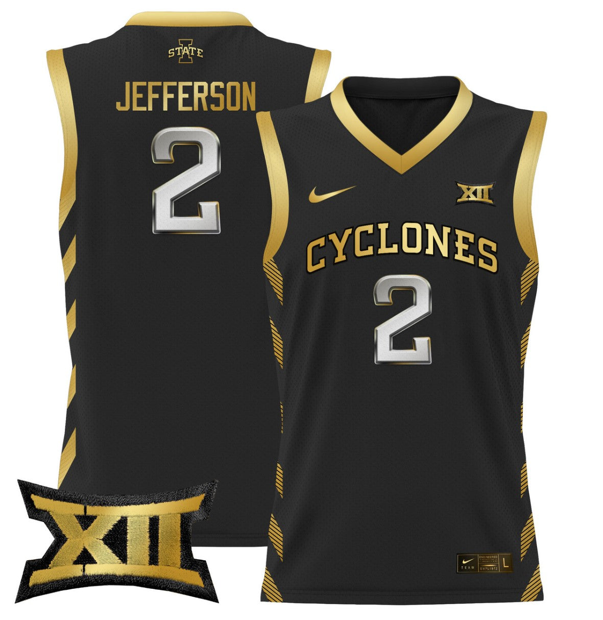 Joshua Jefferson Jersey #2 Iowa State 2024 Lightweight Basketball Black Gold