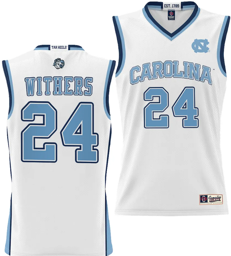 Jae'Lyn Withers Jersey #24 UNC Tar Heels College NIL Basketball Lightweight
