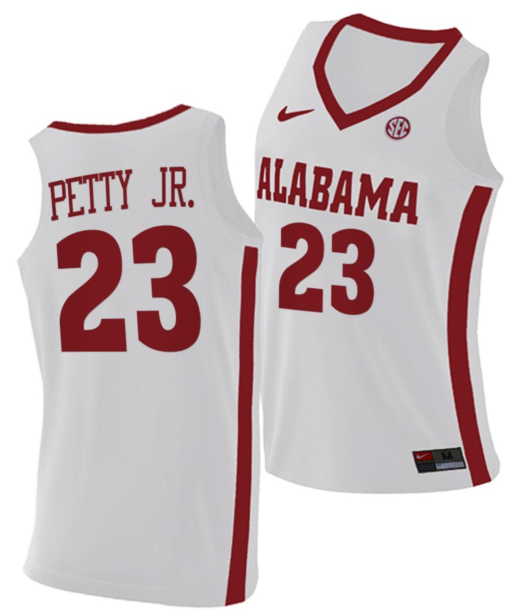 John Petty Jr Jersey Alabama Crimson Tide College Basketball Replica White #23