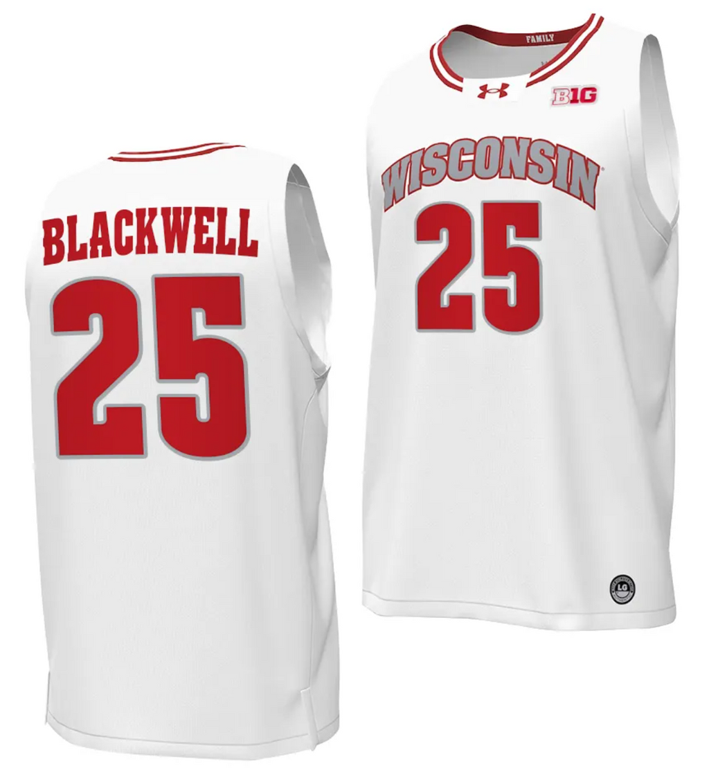 John Blackwell Jersey #25 Wisconsin Badgers By the Players Basketball 2023-24 White