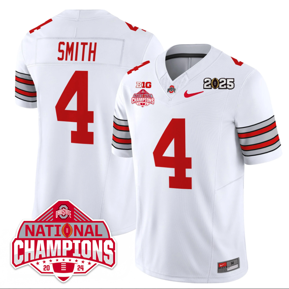 Jeremiah Smith Jersey #4 Ohio State 2025 CFP Patch National Champions