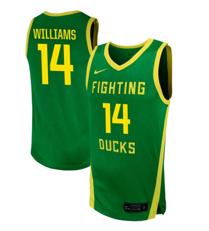 Jayson Williams Jersey #14 Oregon Ducks NIL Basketball Green